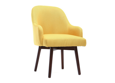 Sill&oacute;n dise&ntilde;o amarillo patas madera oscura MONA