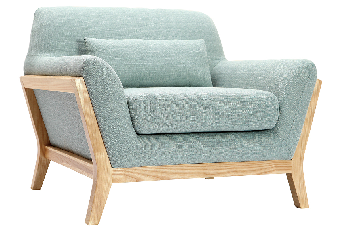 Silln diseo azul lago patas madera YOKO