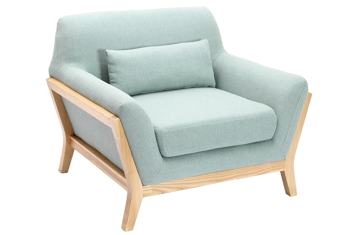 Silln diseo azul lago patas madera YOKO