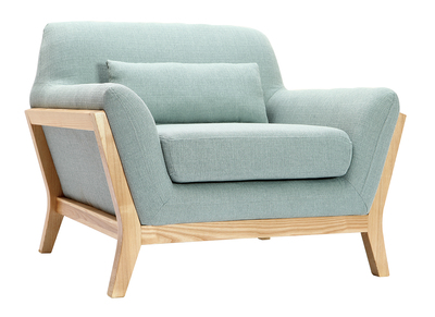 Sill&oacute;n dise&ntilde;o azul lago patas madera YOKO