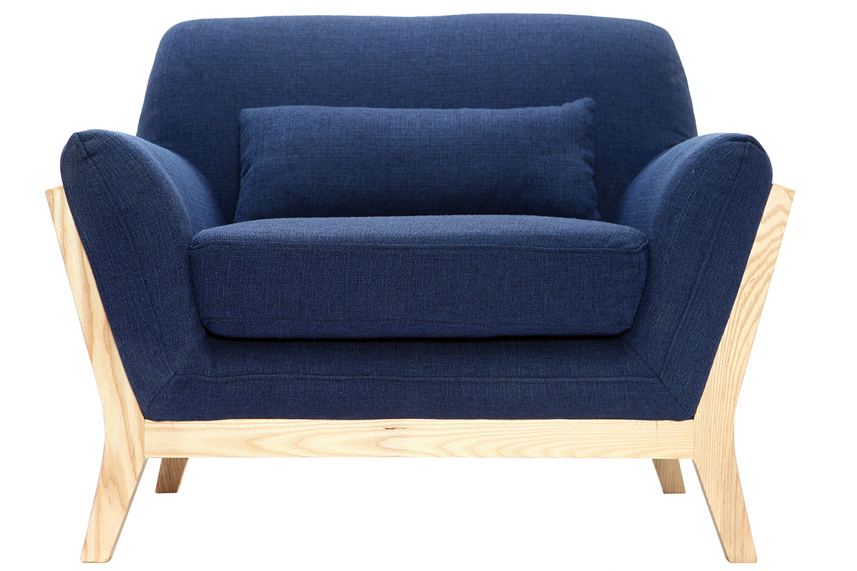 Silln diseo azul oscuro patas madera YOKO