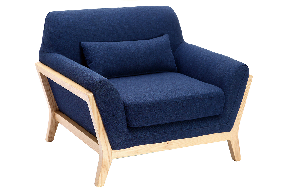 Silln diseo azul oscuro patas madera YOKO