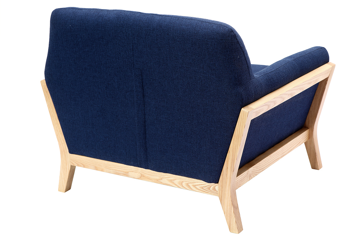 Silln diseo azul oscuro patas madera YOKO