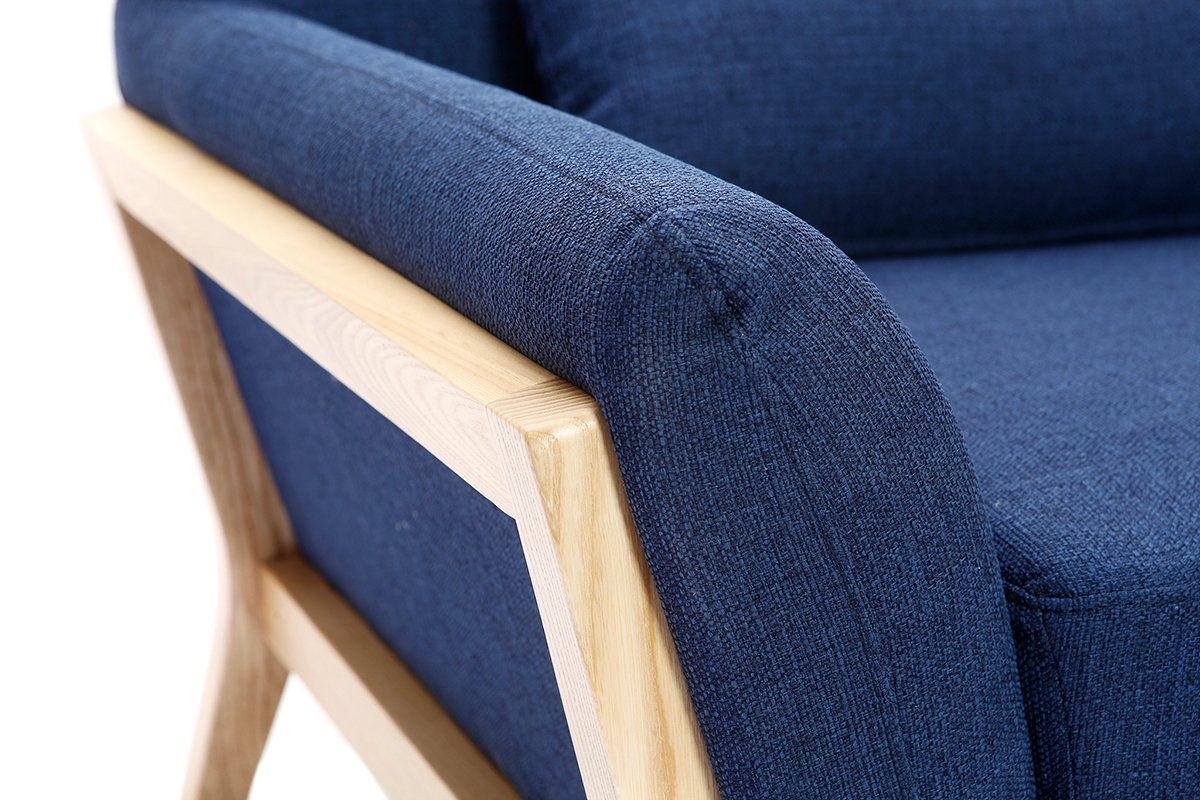 Silln diseo azul oscuro patas madera YOKO