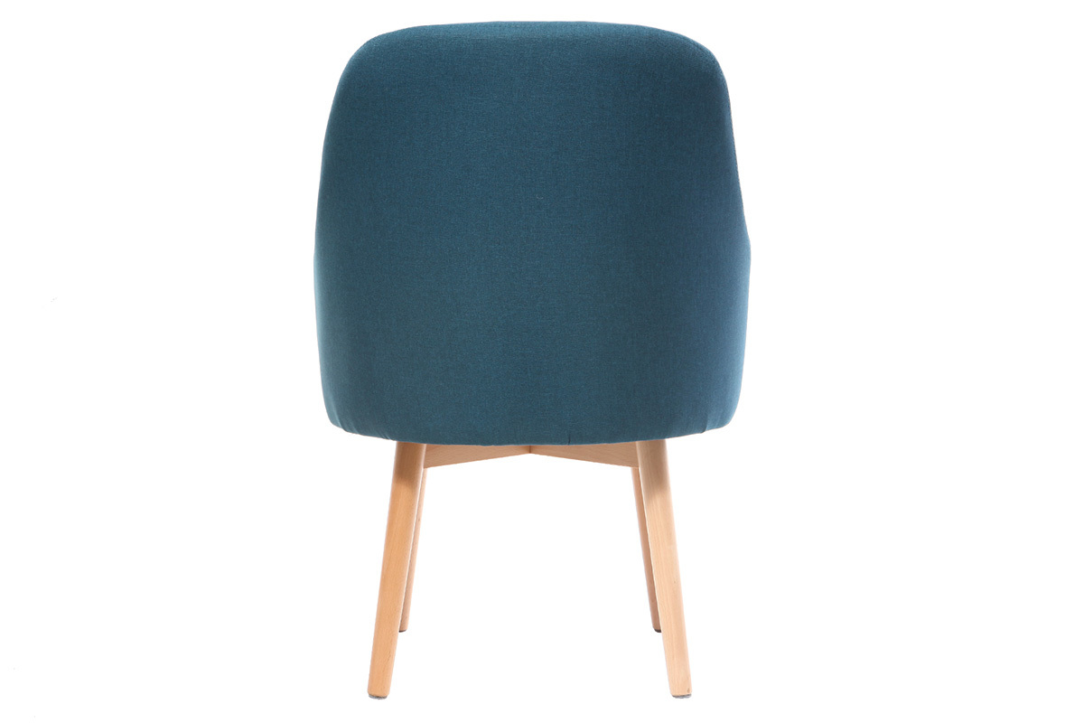 Sillón diseño azul patas madera clara MONA