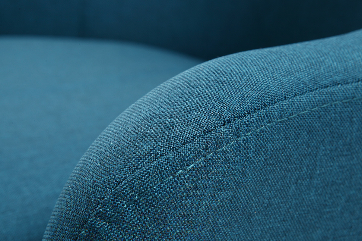 Sillón diseño azul patas madera clara MONA