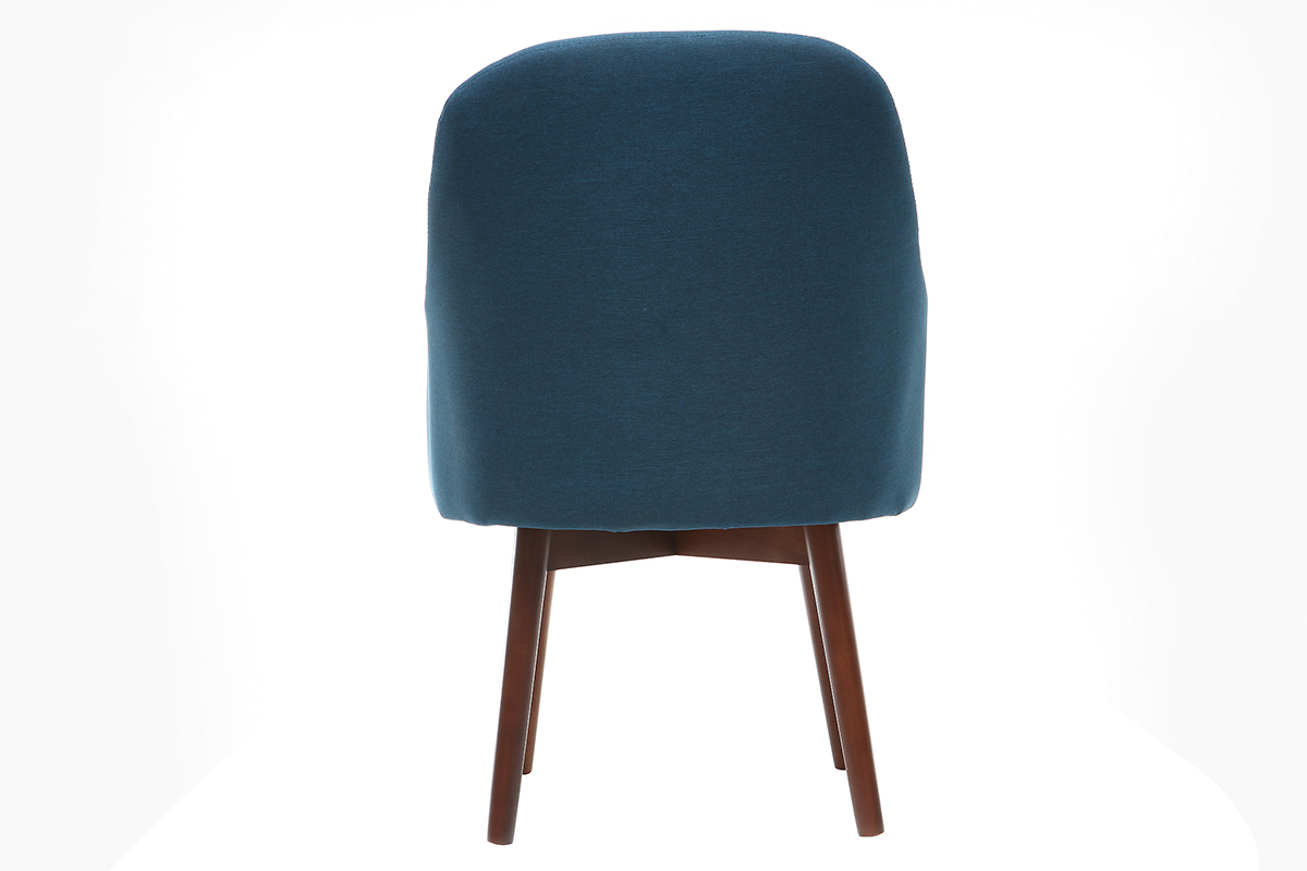 Silln diseo azul patas madera oscura MONA