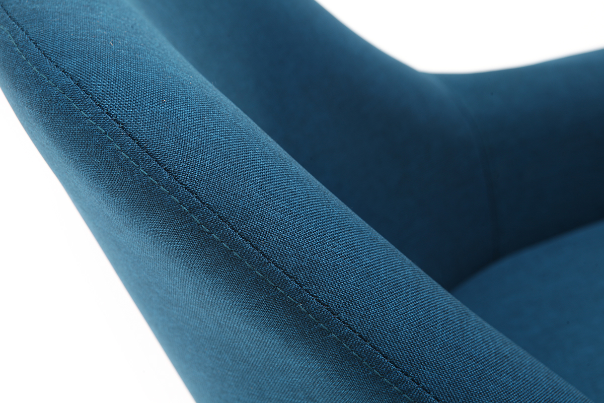 Silln diseo azul patas madera oscura MONA