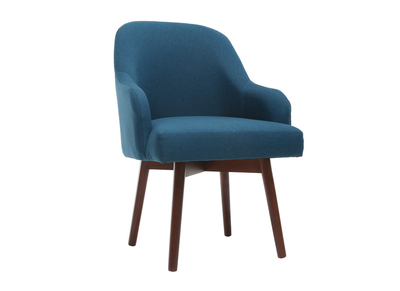 Sill&oacute;n dise&ntilde;o azul patas madera oscura MONA