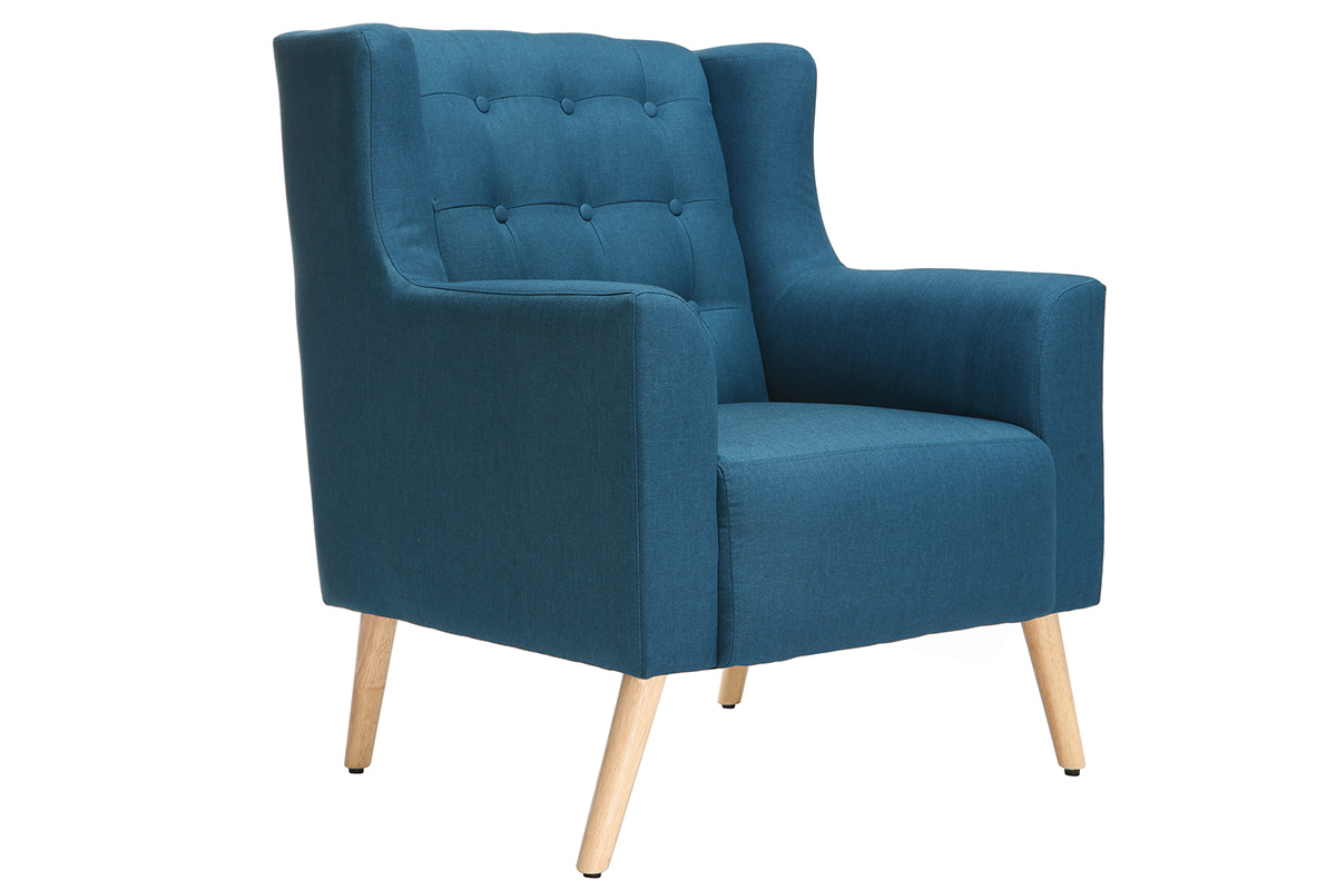 Silln diseo escandinavo azul petrleo y madera clara BRIGHTON