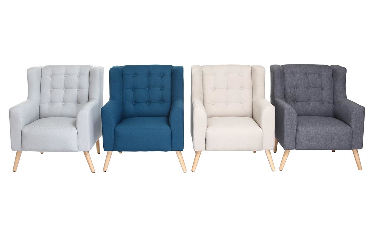 Sill�n dise�o escandinavo gris claro y madera clara BRIGHTON