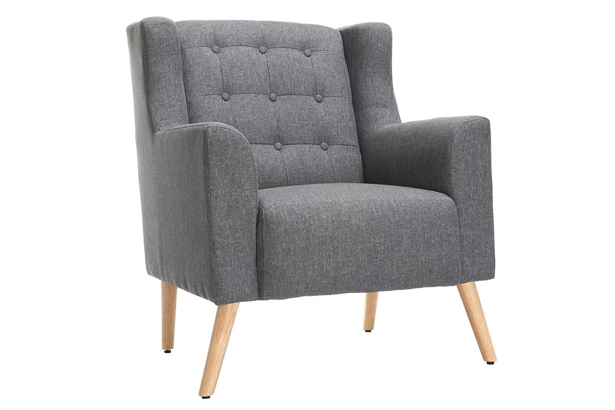 Silln diseo escandinavo gris oscuro y madera clara BRIGHTON