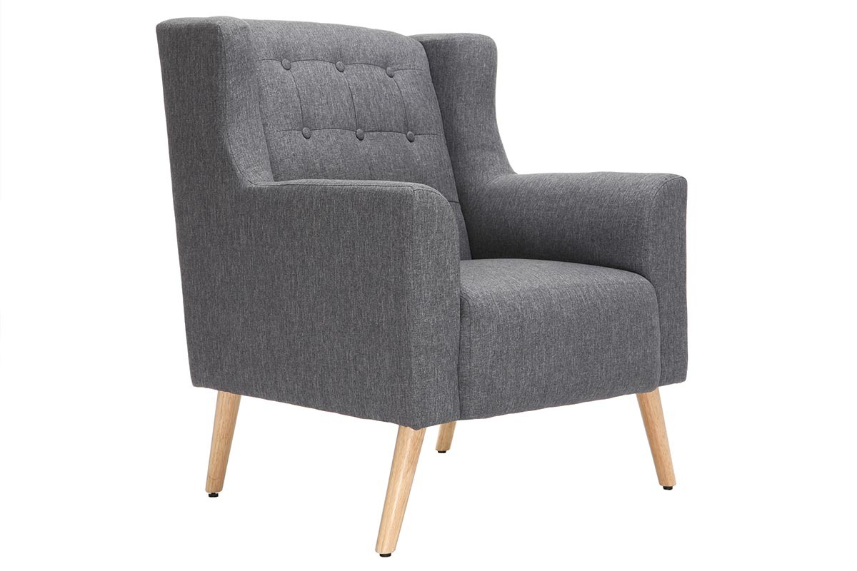 Silln diseo escandinavo gris oscuro y madera clara BRIGHTON