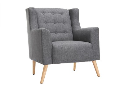 Sillón diseño escandinavo gris oscuro y madera clara BRIGHTON - Sillón diseño escandinavo gris oscuro y madera clara BRIGHTON