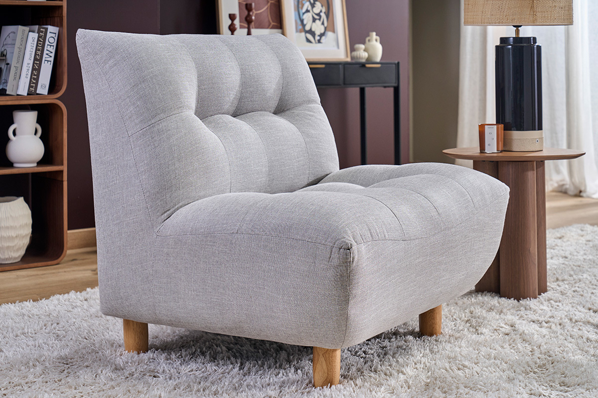 Sill�n dise�o escandinavo gris y roble YUMI