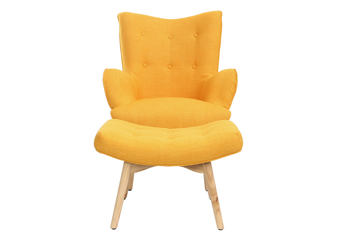 Silln diseo escandinavo y reposapis amarillo y madera clara BRISTOL