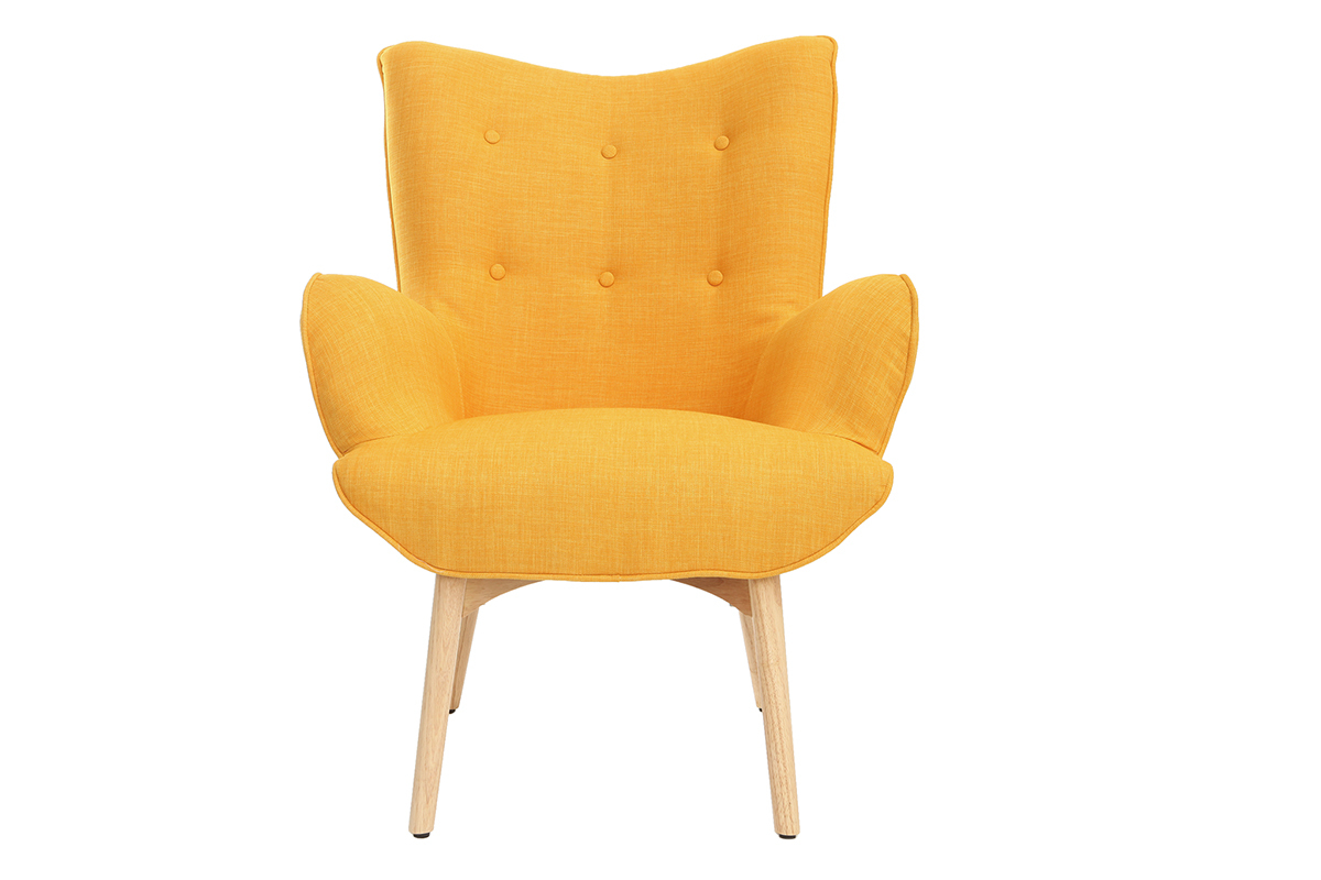 Silln diseo escandinavo y reposapis amarillo y madera clara BRISTOL