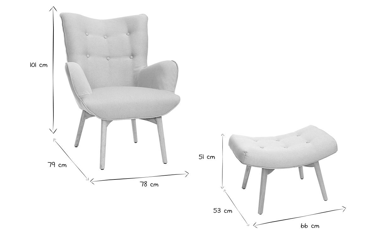 Silln diseo escandinavo y reposapis azul petrleo y madera clara BRISTOL