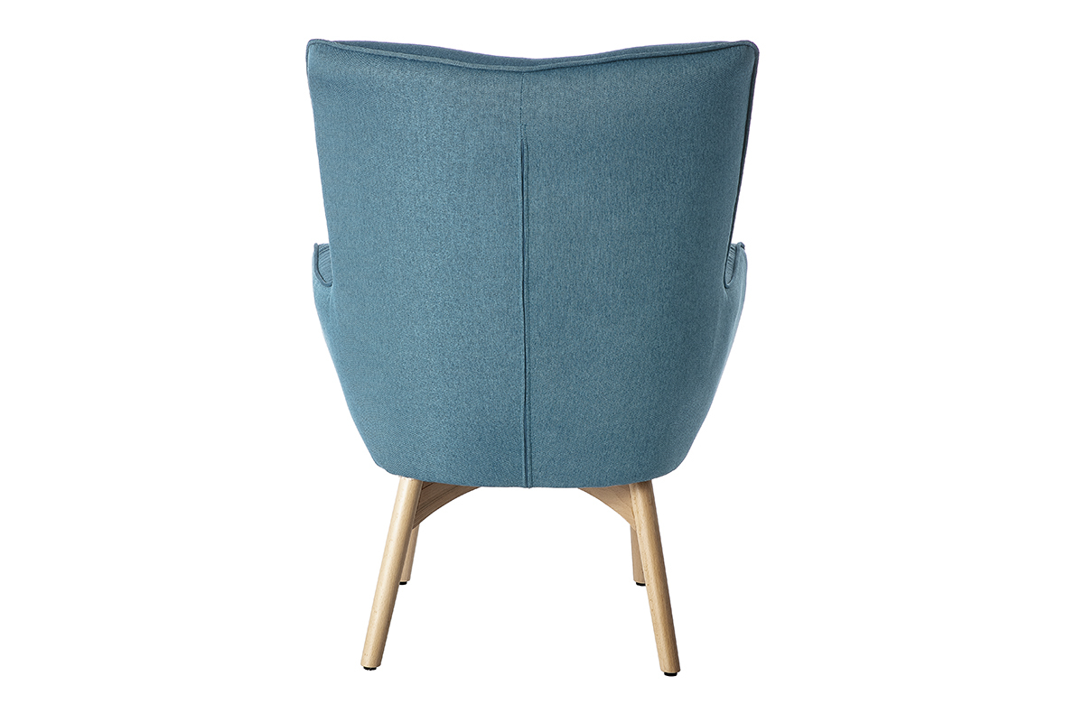 Silln diseo escandinavo y reposapis azul petrleo y madera clara BRISTOL