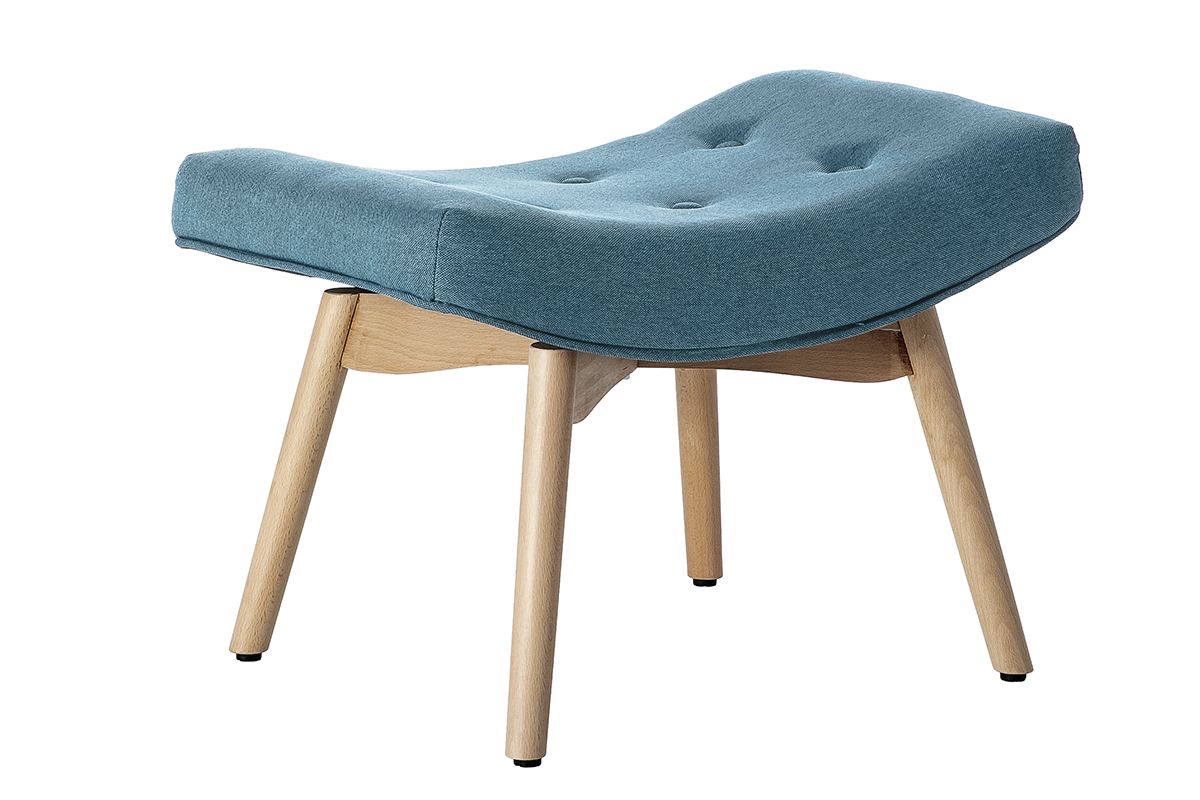 Silln diseo escandinavo y reposapis azul petrleo y madera clara BRISTOL