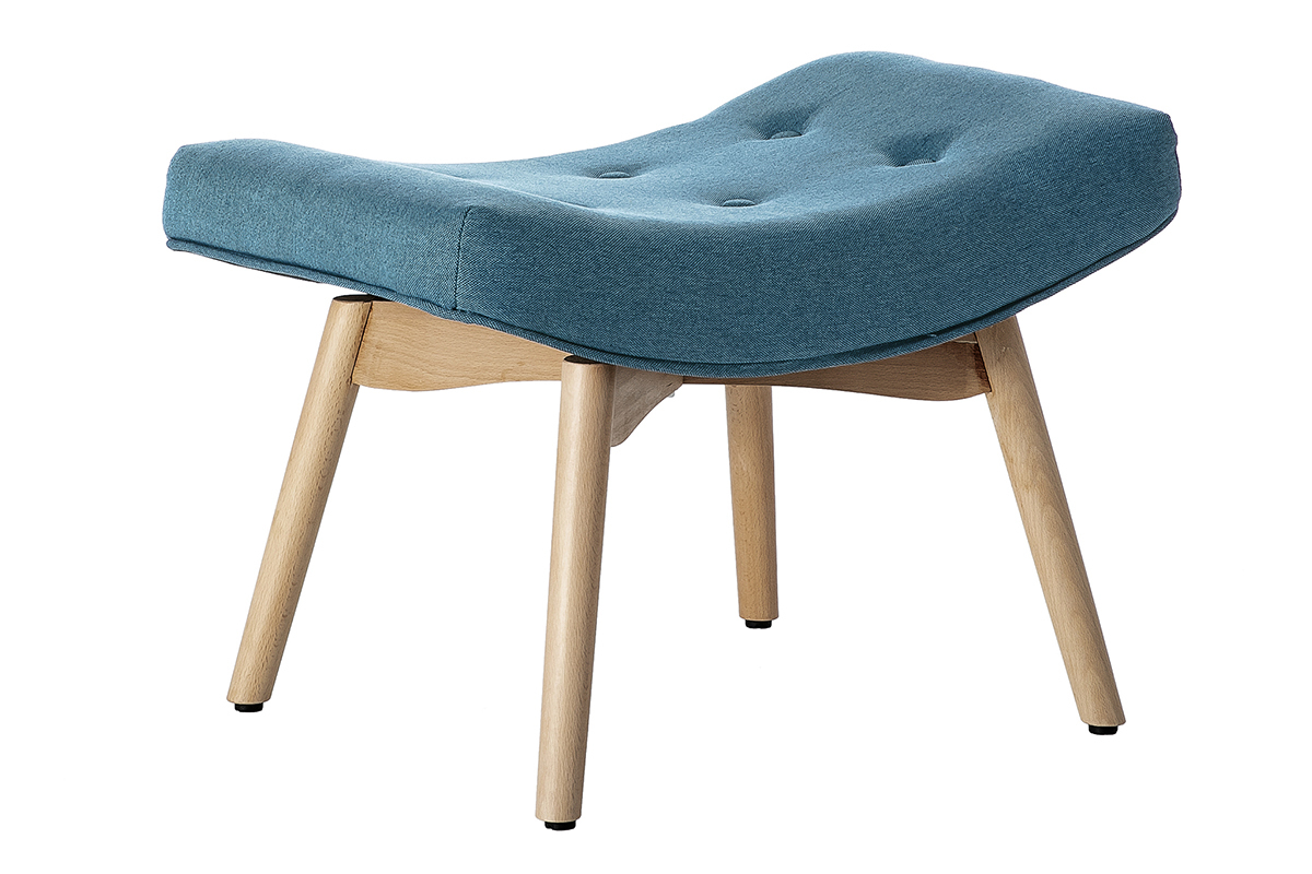 Silln diseo escandinavo y reposapis azul petrleo y madera clara BRISTOL