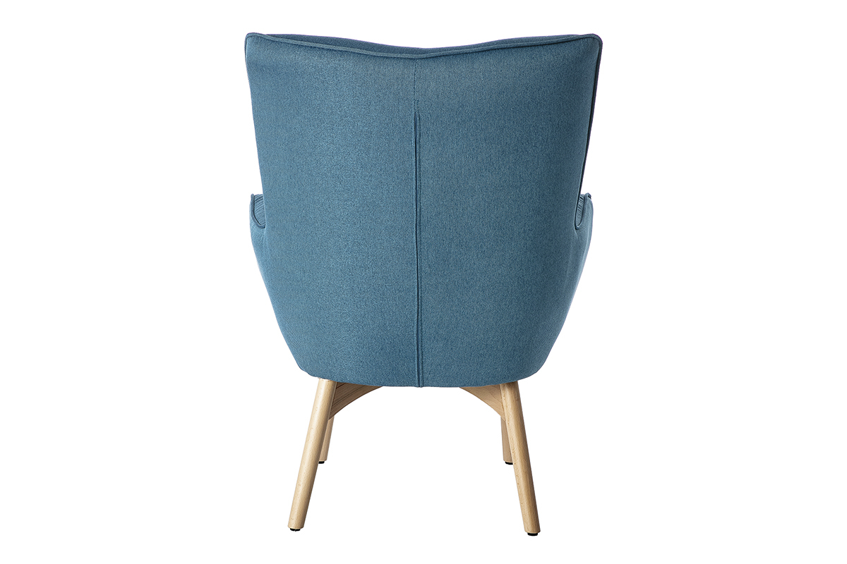 Silln diseo escandinavo y reposapis azul petrleo y madera clara BRISTOL