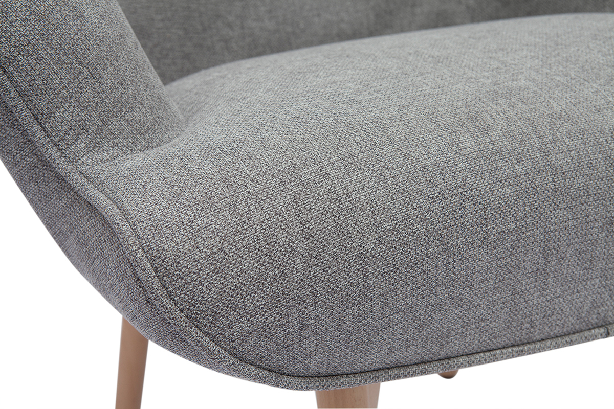 Sillón diseño escandinavo y reposapiés gris claro y madera clara BRISTOL