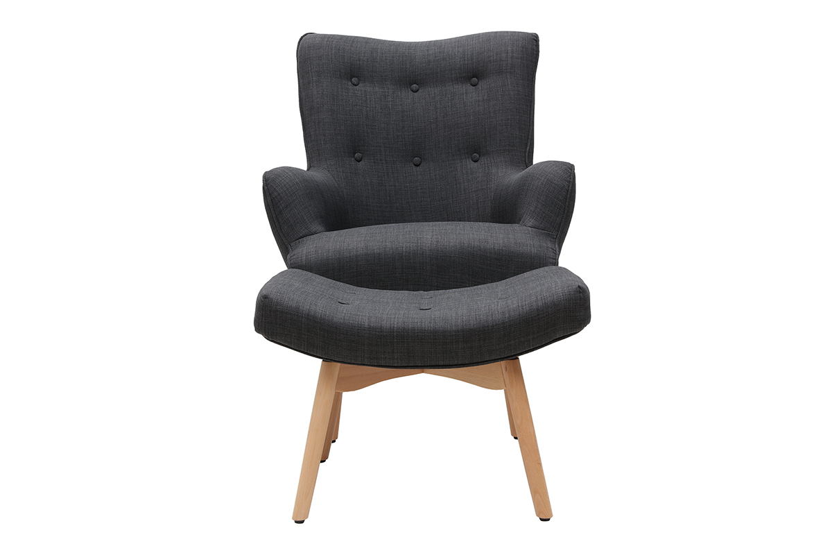 Silln diseo escandinavo y reposapis gris oscuro y madera clara BRISTOL