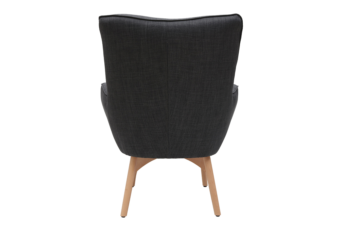 Silln diseo escandinavo y reposapis gris oscuro y madera clara BRISTOL
