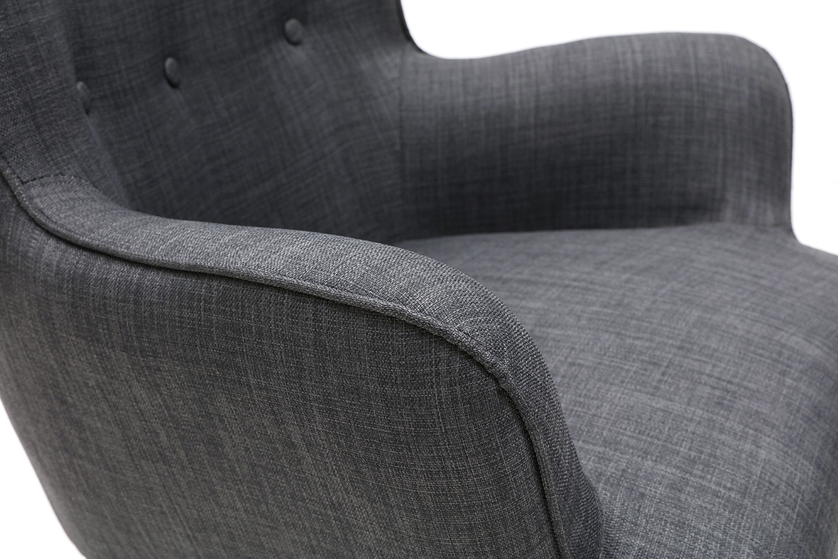 Silln diseo escandinavo y reposapis gris oscuro y madera clara BRISTOL