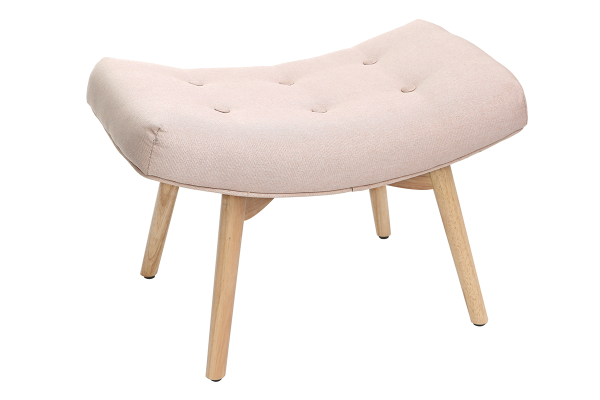 Silln diseo escandinavo y reposapis rosa y madera clara BRISTOL
