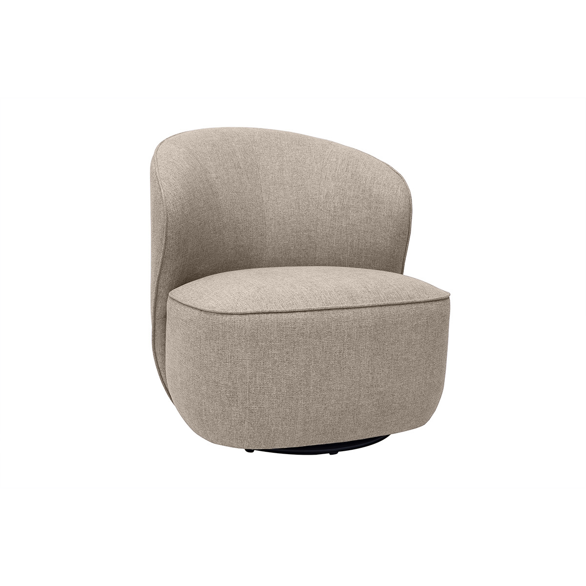 Sillón diseño giratorio de tela efecto terciopelo texturizado color topo AMBER