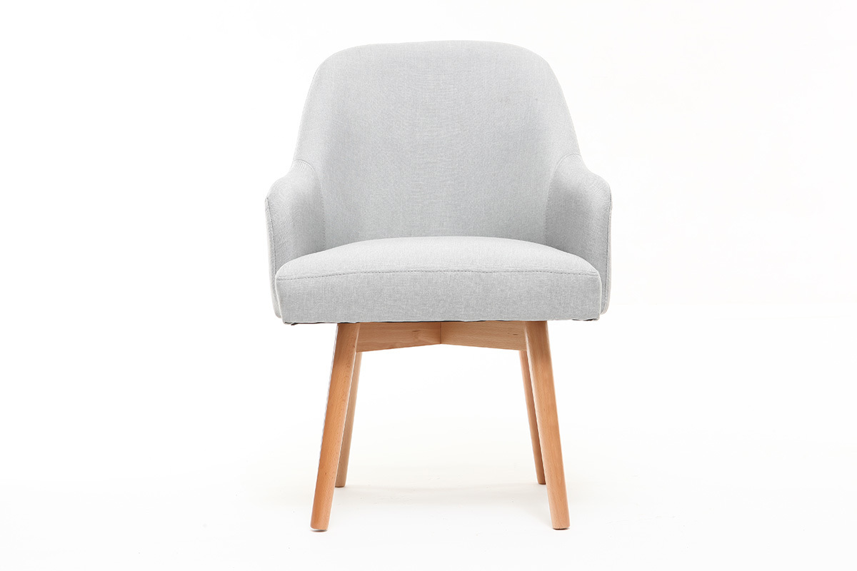 Silln diseo gris patas madera clara MONA