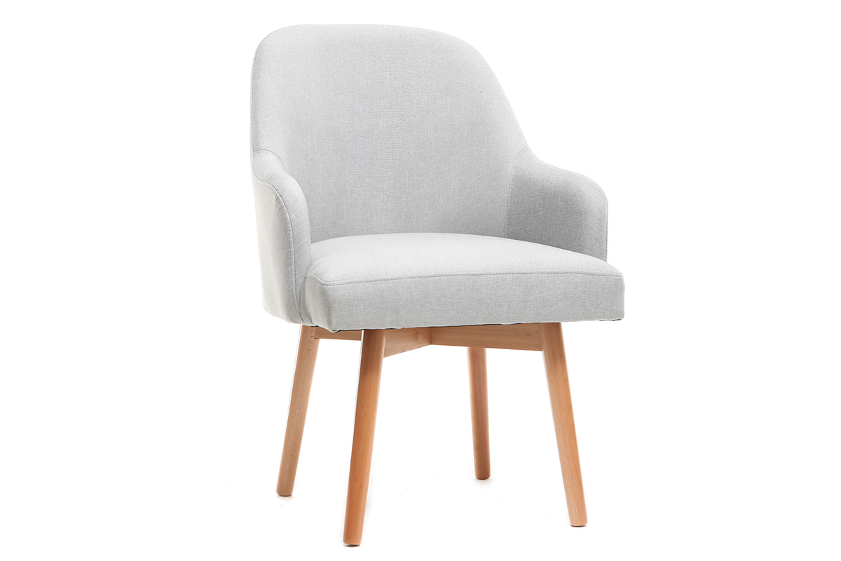 Silln diseo gris patas madera clara MONA