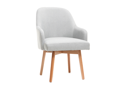 Sillón diseño gris patas madera clara MONA - Sillón diseño gris patas madera clara MONA
