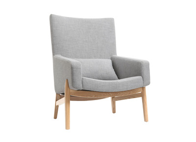 Sill&oacute;n dise&ntilde;o gris patas madera KYOTO