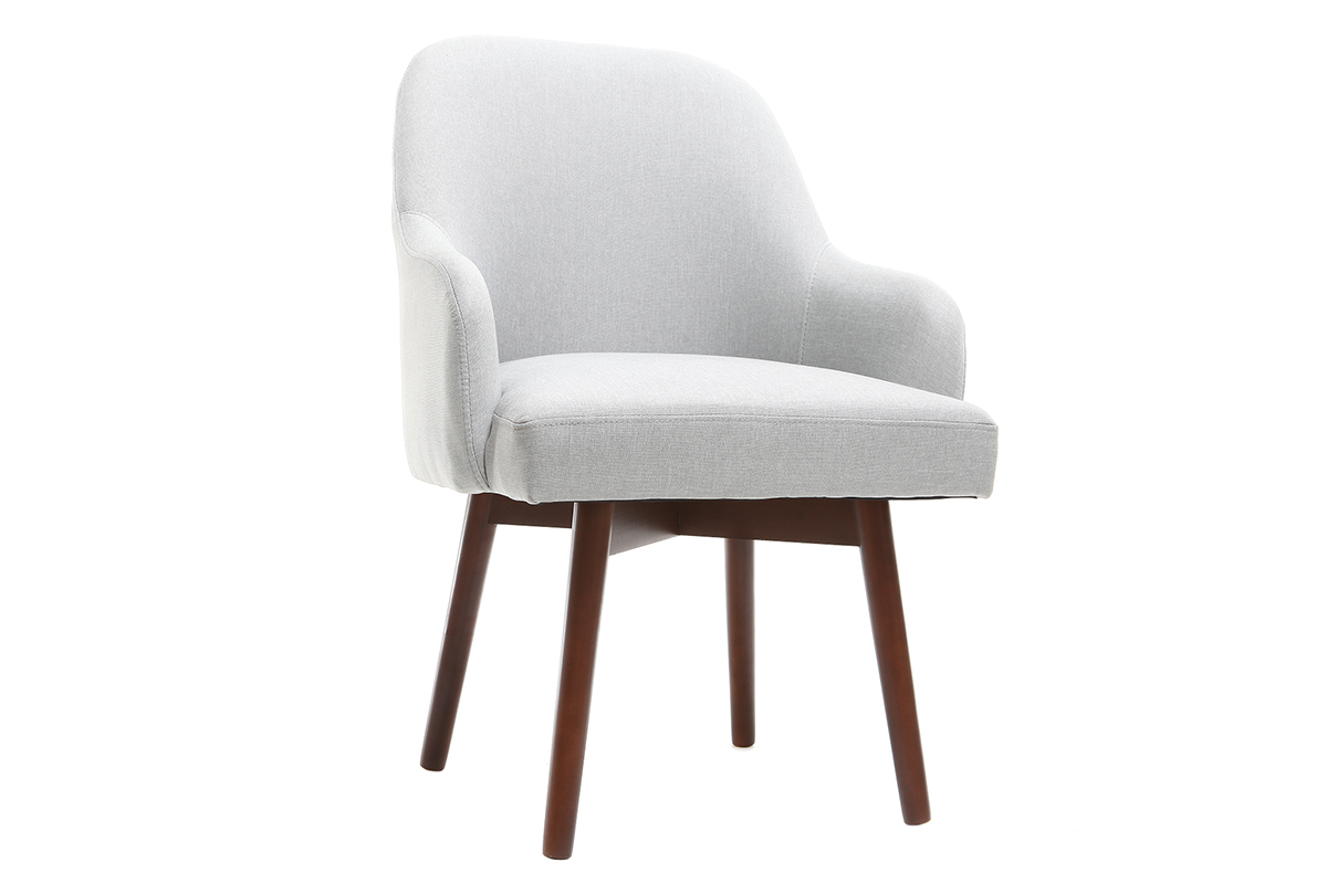 Silln diseo gris patas madera oscura MONA