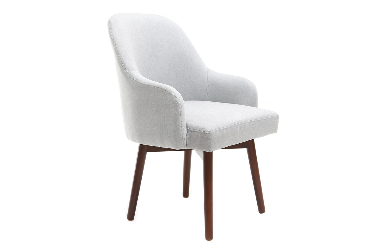 Silln diseo gris patas madera oscura MONA