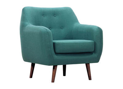 Sillón diseño haya y tejido azul petróleo OLAF - Sillón diseño haya y tejido azul petróleo OLAF