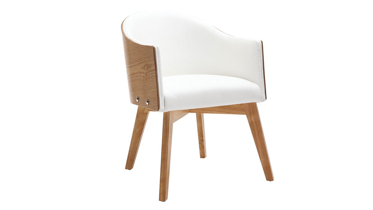 Silln Diseo madera clara y PU blanco NORDECO