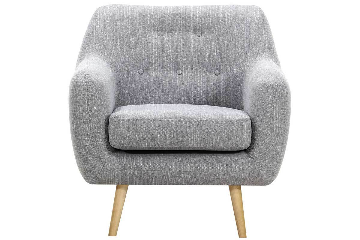 Silln diseo madera clara y tejido gris perla OLAF