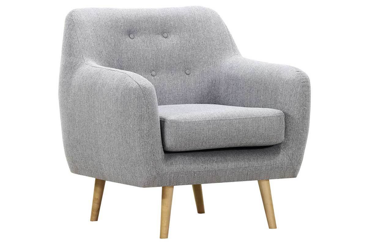 Silln diseo madera clara y tejido gris perla OLAF
