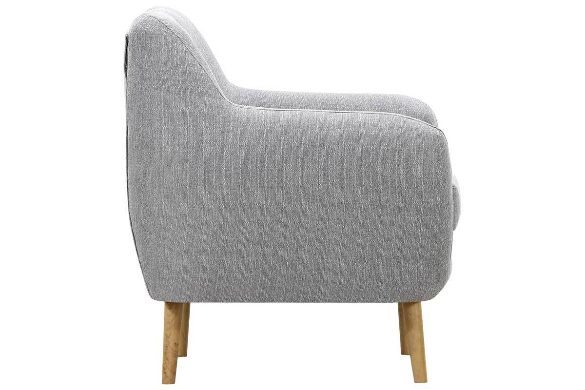 Silln diseo madera clara y tejido gris perla OLAF