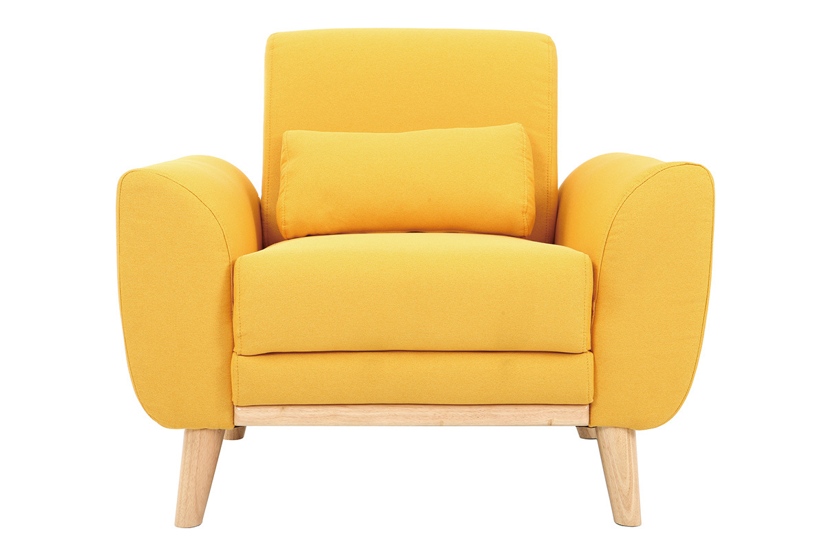 Silln diseo tejido amarillo y patas roble  EKTOR