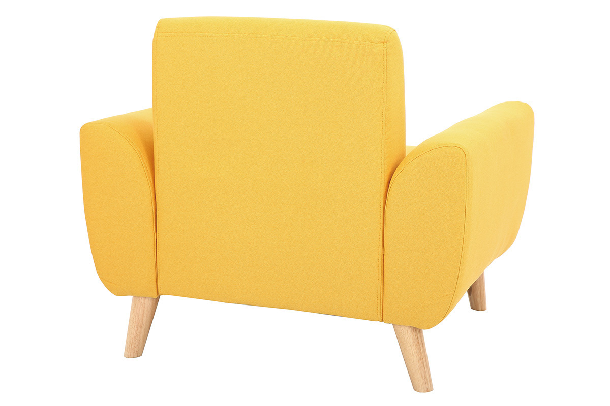 Silln diseo tejido amarillo y patas roble  EKTOR