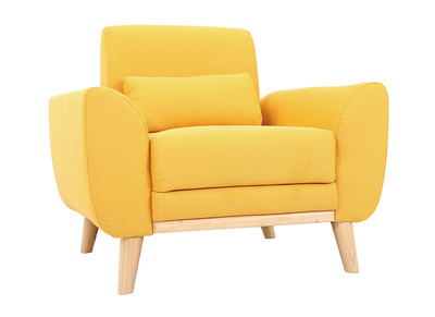 Sill&oacute;n dise&ntilde;o tejido amarillo y patas roble  EKTOR