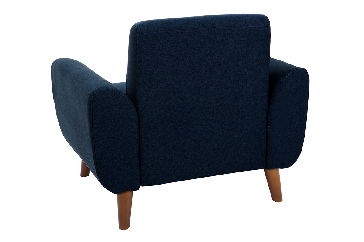 Silln diseo tejido azul y patas nogal EKTOR