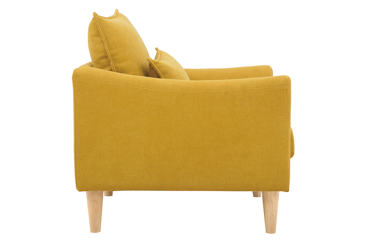 Silln diseo tejido efecto terciopelo amarillo mostaza y roble KATE