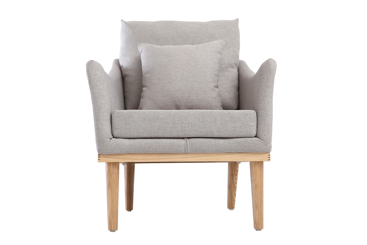 Sillón diseño tejido gris y fresno NORI