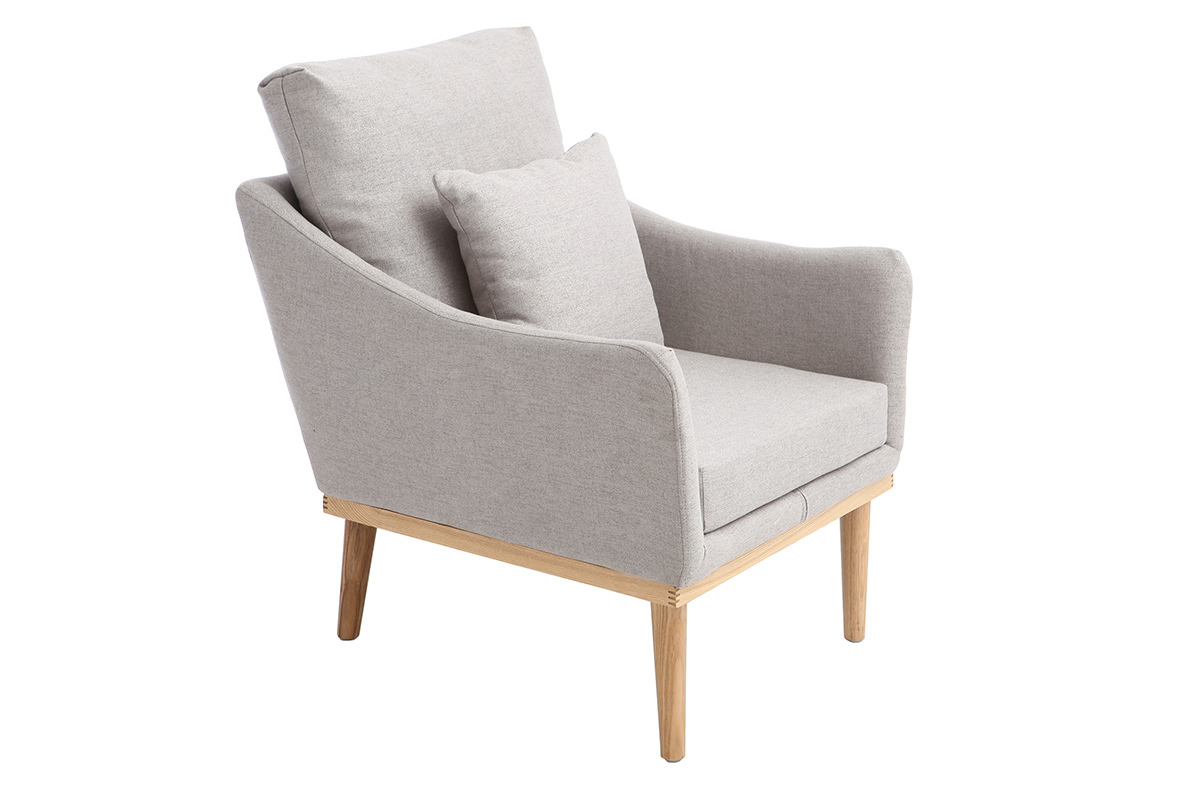 Sillón diseño tejido gris y fresno NORI